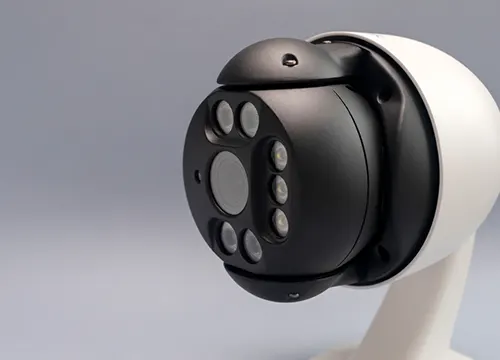 High-resolution 4K IP security cameras installed on a building exterior.