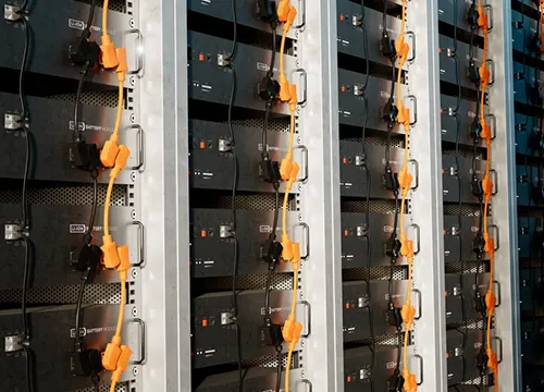 Organized network rack with neatly managed Ethernet cabling.